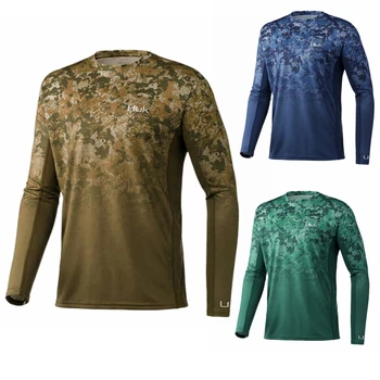 Мужские рубашки для рыбалки HUK, летняя одежда для выступлений с защитой от солнца и длинным рукавом Camisa De Pesca UPF50, дышащая одежда для рыбалки