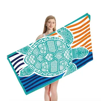 Спортивное банное полотенце, пляжное полотенце из микрофибры, Быстросохнущее впитывающее пляжное банное полотенце с принтом, Шаль от солнца для плавания, пляжные полотенца