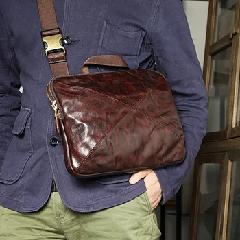 AETOO ретро мужская сумка через плечо из воловьей кожи в сложенном виде, мужская квадратная сумка на одно плечо, кожаная повседневная мужская сумка