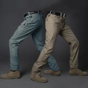 Городские Тактические брюки-карго, Мужские Армейские брюки в стиле Милитари, Хлопковые эластичные брюки с несколькими карманами, Мужские походные брюки