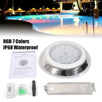 54 Вт RGB светодиодный светильник для бассейна Подводный спа IP68 Водонепроницаемая лампа с дистанционным управлением Из прочной нержавеющей стали