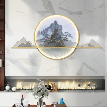 Новая китайская пейзажная фреска из железа, Стереоскопическая декоративная живопись для декора гостиной, прихожей, ресторана
