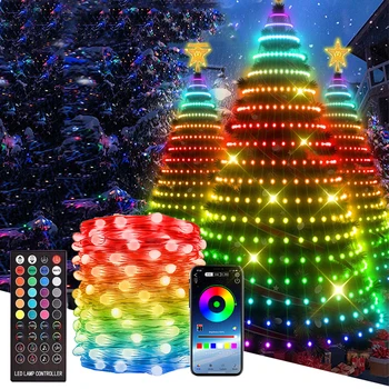 20M 10M 5M BT Гирлянды для Рождественской елки RGB USB Пульт дистанционного управления Fairy Lights Smart App Control Гирлянда для новогоднего декора внутреннего дворика