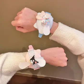 Sanrio Kawaii Наручный Ремешок Мини-Часы Ручной Вентилятор USB Зарядка Маленький Перезаряжаемый Рисунок 