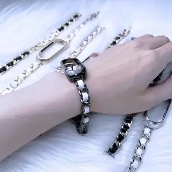Модный браслет из нержавеющей стали для совместимого Mi Band Luxury Fitness Adjustable Bracelet Версия Smart Wristband из металла и стали