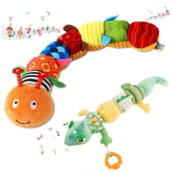 Мягкие детские плюшевые игрушки Детская Погремушка Музыкальная гусеница Червяк Обучающая Интерактивная сенсорная игрушка для младенцев Подарок Новорожденному Малышу