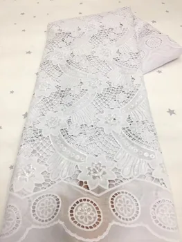 Белая Вышивка Гипюровый Шнур Кружевная Ткань Высокого Качества 2021 Нигерийское Шифоновое Кружево С Блестками Африканская Кружевная ткань Для Свадьбы XZ4976