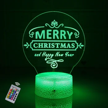 Веселые рождественские ночные огни, светодиодный 3D настольный USB-светильник Санта-Клауса, Украшение спальни, 7 цветов, меняющие ночники, подарки для детей