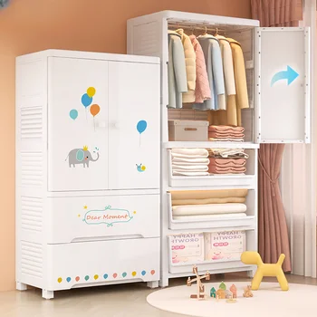 Шкаф с двойной дверью, детская вешалка, шкаф для одежды, Детский пластиковый утолщенный шкафчик, органайзер для хранения