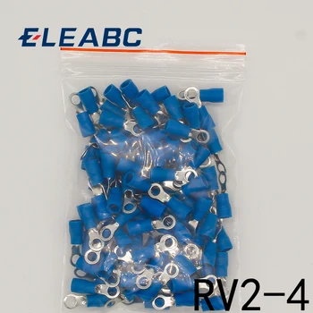 RV2-4 Синее кольцо Изолированный Соединитель Провода Электрический Обжимной Терминал Кабельный Соединитель Провода для 1,5-2,5 мм2 100 шт./упак. RV2.5-4 RV