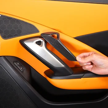 Для Chevrolet Corvette C7 2014-2019 из настоящего углеродного волокна, внутренняя дверь Автомобиля, Кнопка электрического выключателя, рамка, отделка, Автоаксессуары