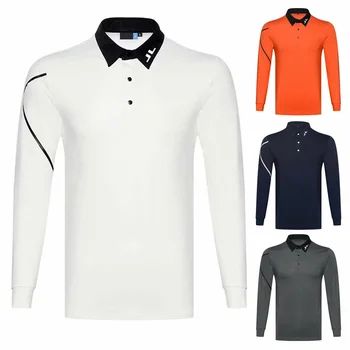 Новая мужская футболка для гольфа с длинным рукавом, теплый ветер, спорт на открытом воздухе, водолазка для отдыха, рубашка поло с высоким воротом