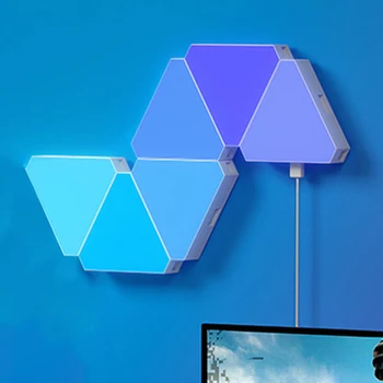 Светодиодный умный настенный светильник С треугольными панелями, приложение Bluetooth, Музыкальный ритм, Световая панель, Ночник 