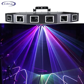 Светодиодный шестиголовочный лазерный проектор RGBY DJ party, Рождественские сценические световые эффекты, дискотека, танцпол, семейная вечеринка