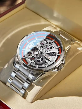 Водонепроницаемые мужские часы со скелетом из нержавеющей Стали AILANG, лучший бренд класса Люкс, Прозрачные механические часы, Спортивные мужские наручные часы