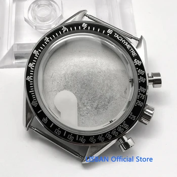 41 мм Стерильный серебряный корпус для часов подходит VK63 с кварцевым механизмом с хронографом