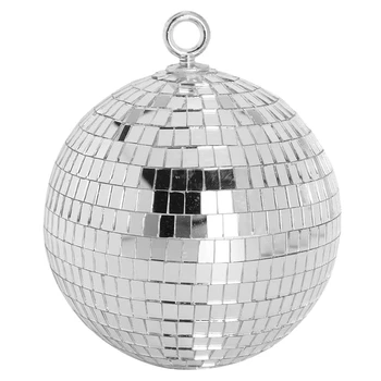 30-сантиметровый зеркальный шар для дискотеки, светоотражающие вечерние зеркальные шары серебристого цвета с подвесными кольцами для танцев, дня рождения, дома