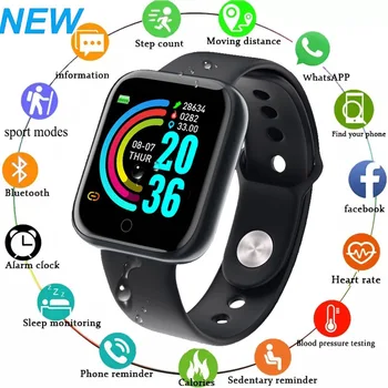 Смарт-часы D20 с Bluetooth для мужчин и женщин, монитор артериального давления, сердечного ритма, Y68 pro, спортивный фитнес-трекер, часы для смартфона PK D18