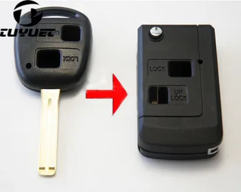 Неразрезное лезвие, 2 Кнопки, Модифицированный Складной флип-чехол для дистанционного ключа Lexus, чехол для ключей