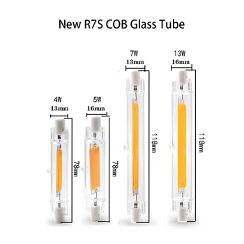 Лампа R7S COB Теплого/натурального/холодного белого цвета AC220V Стеклянная трубка 78 мм/118 мм Диодная прожекторная лампа Заменяет галогенную лампу