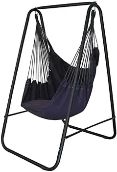 Подставка для стула с подвесным креслом-качелями в комплекте, устойчивая к атмосферным воздействиям и экономящая пространство, вес до 450 фунтов, качественная хлопчатобумажная ткань, обертка Wh