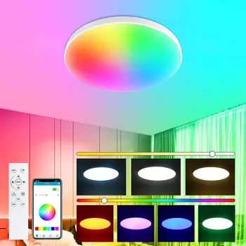 RGB потолочный светильник мощностью 30 Вт, Интеллектуальный потолочный светильник, Светодиодный потолочный светильник для помещений, с приложением, дистанционное управление
