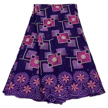 Фиолетовая швейцарская вуалевая кружевная ткань, вышитое африканское кружево, высокое качество, новейший дизайн для свадебного платья, 5 ярдов, 2023
