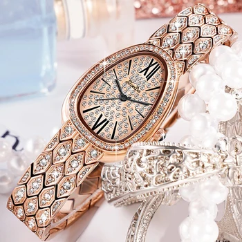 JLANDA 2023 Модные женские часы С бриллиантами Элегантность Роскошный ремешок из нержавеющей стали Водонепроницаемые кварцевые часы Relogio Feminino