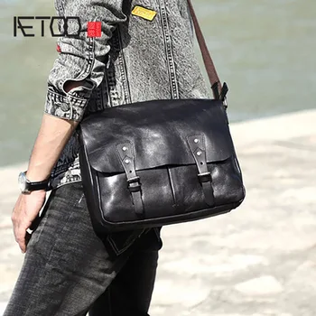 Повседневный кожаный портфель AETOO с верхним слоем, мужская кожаная сумка, мужская модная сумка-мессенджер