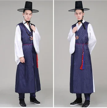 Традиционный корейский Традиционный мужской дворец Ханбок из Горячего Серебра, Набор сценических костюмов для корейского этнического представления