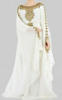 Индийское платье Женское Марокканское Белое платье из Жоржета, Дубайское платье, Халат Фараша, Саудовская Аравия, индийская одежда