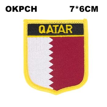 Форма щита с флагом Катара, нашивки для вышивания утюгом, нашивки для переноса пилы, аппликации для шитья одежды, чехол для рюкзака