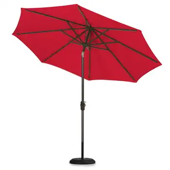 9-футовый Открытый Зонт для Патио с кнопкой наклона, рукояткой и полным покрытием 108 дюймов, набор для поддержки и удержания красного пляжного зонта от Солнца
