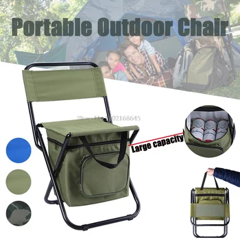 Портативный Складной стул для Кемпинга, Рыболовный стул С большой емкостью, Рюкзак для хранения, холодильник, Изолированное Сиденье для инструментов для пикника