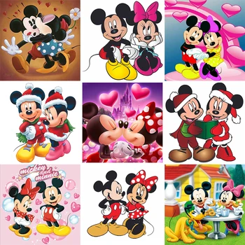 Disney 5D Алмазная живопись с Рисунком Микки и Минни, Влюбленная пара, Алмазная вышивка крестиком, Мозаика с полной дрелью, Домашний декор