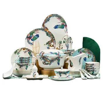 Цзиндэчжэньская керамическая посуда, Тарелка, миска, подарок на Новоселье, высококачественная миска и набор блюд из костяного фарфора