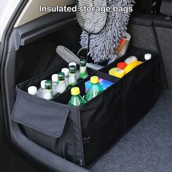 Сумка для хранения в багажнике автомобиля с несколькими карманами, Подъемная Ручка, Органайзер для напитков