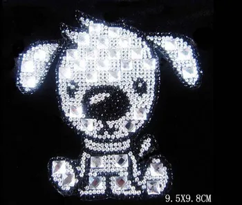 Маленькая собачка с рисунком горячей фиксации горный хрусталь утюг на переводах дизайн нашивки для сумки, обуви, кепки