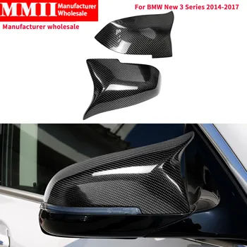 2 ПРЕДМЕТА, стиль Замены зеркала заднего вида из настоящего углеродного волокна для BMW 3 серии F30, Форма рога, левая и правая установка, черный