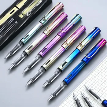 Металлическая Градиентная Цветная Авторучка, Канцелярские принадлежности для студентов, Чернильные ручки для делового Офиса