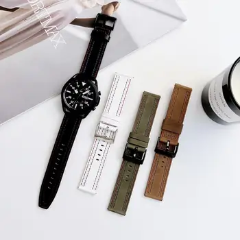 22 мм 20 мм кожаный ремешок премиум-класса для Samsung Galaxy watch 3/4 Amazfit GTR Модный смарт-браслет для Huawei watch 3/GT/GT2