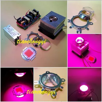 100 Вт DIY светодиодный светильник для выращивания 380-840 нм, комплект, чип + драйвер + вентилятор радиатора + объектив 60 градусов