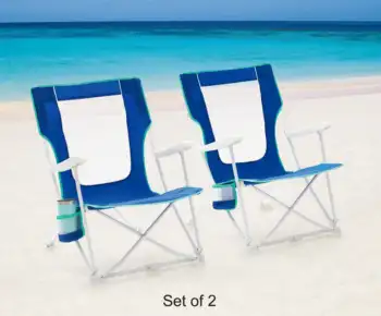 2 комплекта опор, Складная пляжная сумка с жестким подлокотником, синяя