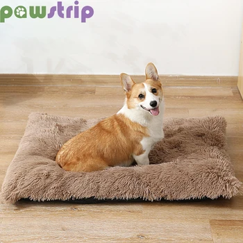Длинный плюшевый коврик для собак, мягкий утолщенный коврик для сна для маленьких средних больших собак, кошек, теплая нескользящая подушка для щенков, товары для домашних животных