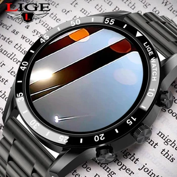 Новые Умные часы LIGE, мужские спортивные часы для фитнеса с сенсорным экраном, водонепроницаемые Bluetooth-звонки для Android ios, мужские умные часы + коробка