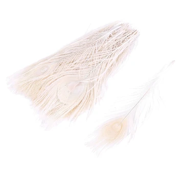 300 шт./Натуральные белые павлиньи перья в ушке, от 10 до 12 Дюймов Свадебного украшения из павлиньих перьев