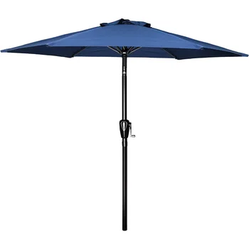Круглый зонт для патио Aukfa длиной 7,5 футов - Открытый зонт для пляжа у бассейна - Bluepatio canopy
