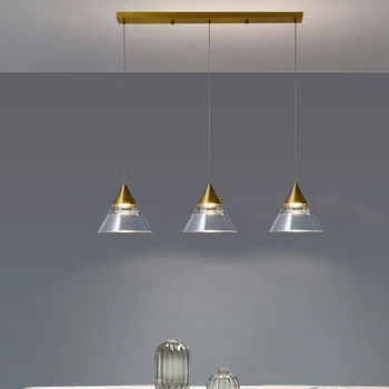 Подвесные светильники Lamp, Встроенное подвесное освещение на 3 лампы С золотой отделкой, Потолочные светильники для кухни с абажуром в виде кристаллов