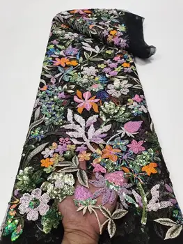 Африканская кружевная ткань Ручной работы с 3D вышивкой, Тюлевое кружево, Африканская Кружевная ткань, Французская Нигерийская ткань для свадебного платья