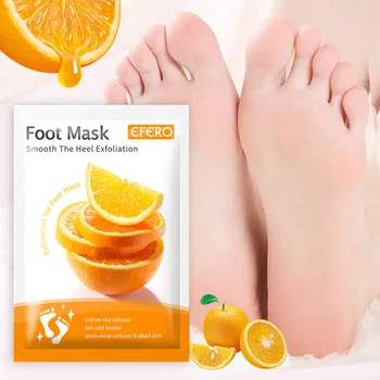 Оранжевая маска для ног Пилинг для ног Маска для ног Отшелушивающие носки Скраб для педикюра Пятки против трещин Пластырь для удаления кожи с ног